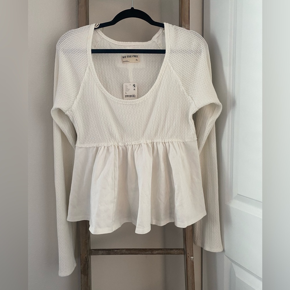 NWT - Free People - Found Your Babydoll Thermal Top - Size XL - Picture 2 of 5